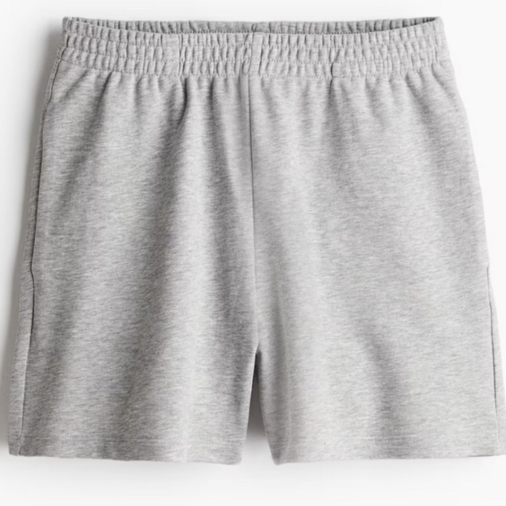 H&M Gray High Waist Shorts with Elastic Waistband and Pockets